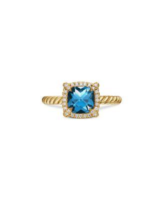 Petite Ch&acirc;telaine&reg; Pav&eacute; Bezel Ring in 18K Yellow Gold with Pink Tourmaline by DAVID YURMAN