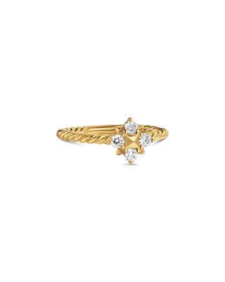 Petite Modern Renaissance Pyramid Ring in 18K Yellow Gold with Diamonds by DAVID YURMAN
