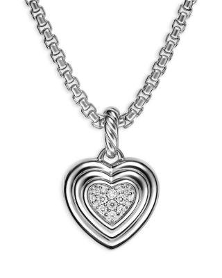 Puffy Heart Amulet in Sterling Silver with Diamonds by DAVID YURMAN