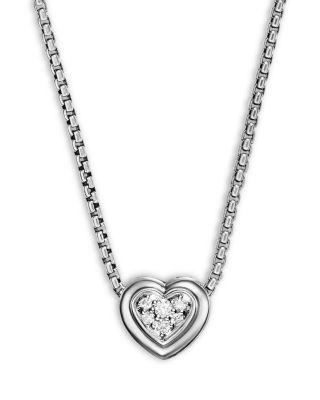 Puffy Heart Pendant Necklace in Sterling Silver with Diamonds by DAVID YURMAN
