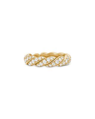 Sculpted Cable Flex Band Ring in 18K Yellow Gold with Diamonds by DAVID YURMAN