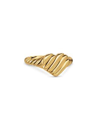 Sculpted Cable Heart Pinky Ring in 18K Yellow Gold by DAVID YURMAN
