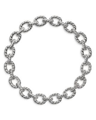 Sculpted Cable Oval Link Necklace in Sterling Silver by DAVID YURMAN