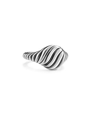 Sculpted Cable Pinky Ring in Sterling Silver by DAVID YURMAN