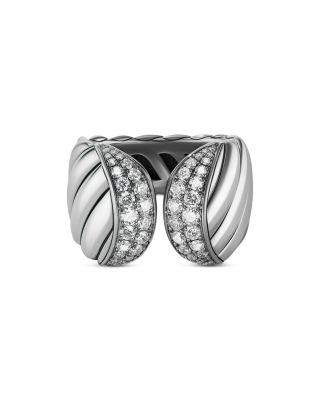 Sculpted Cable Ring with Pav&eacute; Diamonds by DAVID YURMAN