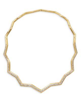 Stax Zig Zag Necklace in 18K Yellow Gold with Diamonds by DAVID YURMAN