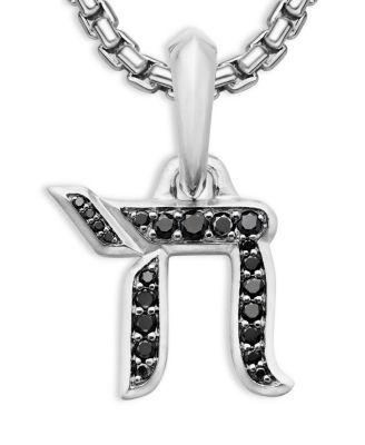 Sterling Silver Chai Amulet with Black Diamonds by DAVID YURMAN