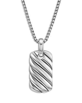 Sterling Silver Sculptured Cable Rectangular Dog Tag Enhancer Pendant by DAVID YURMAN