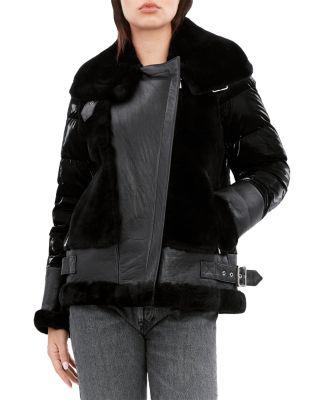 Mel Shearling Panel Down Puffer Coat by DAWN LEVY