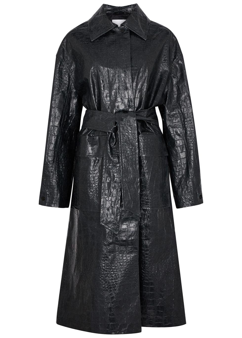 Storm black crocodile-effect patent leather coat by DAY BIRGER ET MIKKELSEN