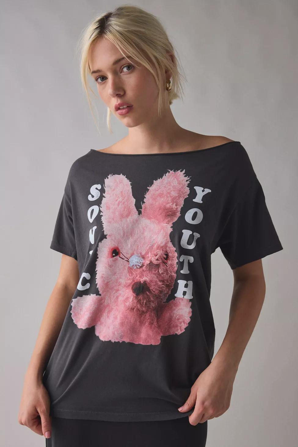 DAY Rock Band Graphic Off-The-Shoulder Oversized Tee by DAY DAY Rock Band Graphic Off-The-Shoulder Oversized Tee by DAY