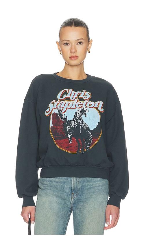 DAYDREAMER Chris Stapelton Horse Oversized Crew Sweatshirt in Black by DAYDREAMER