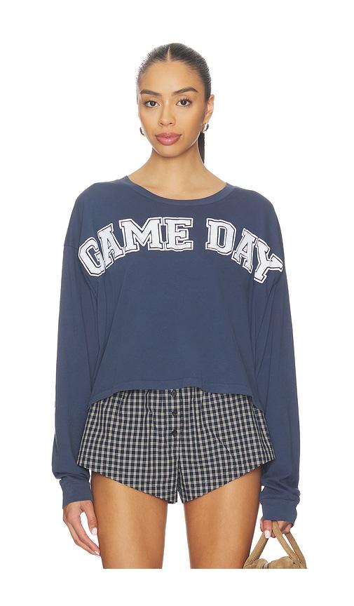 DAYDREAMER Game Day Meet & Greet Long Sleeve Top in Navy by DAYDREAMER