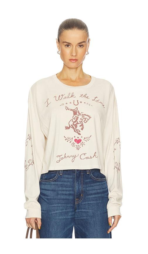 DAYDREAMER Johnny Cash Walk The Line Meet & Greet Long Sleeve Top in Cream by DAYDREAMER
