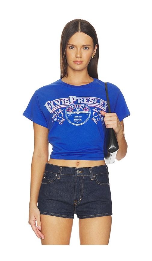 DAYDREAMER Sun Records X Elvis Flourish Banner Solo Tee in Royal by DAYDREAMER