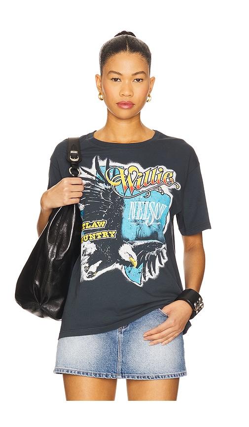 DAYDREAMER Willie Nelson Outlaw Country Boyfriend Tee in Black by DAYDREAMER