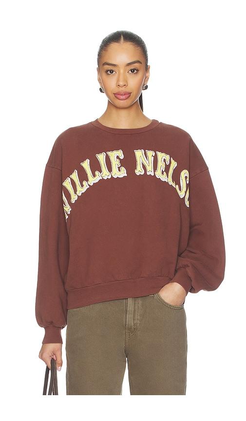 DAYDREAMER Willie Nelson in Austin Oversized Crew Sweatshirt in Brown by DAYDREAMER