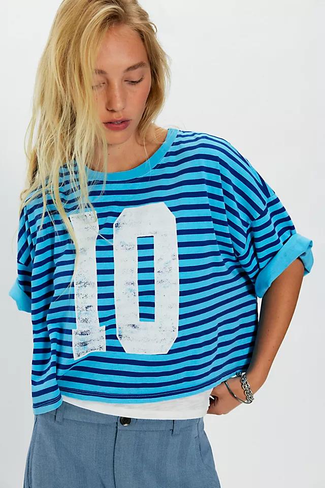 Daydreamer Striped Sport Oversized Cropped Tee by DAYDREAMER | FREE PEOPLE