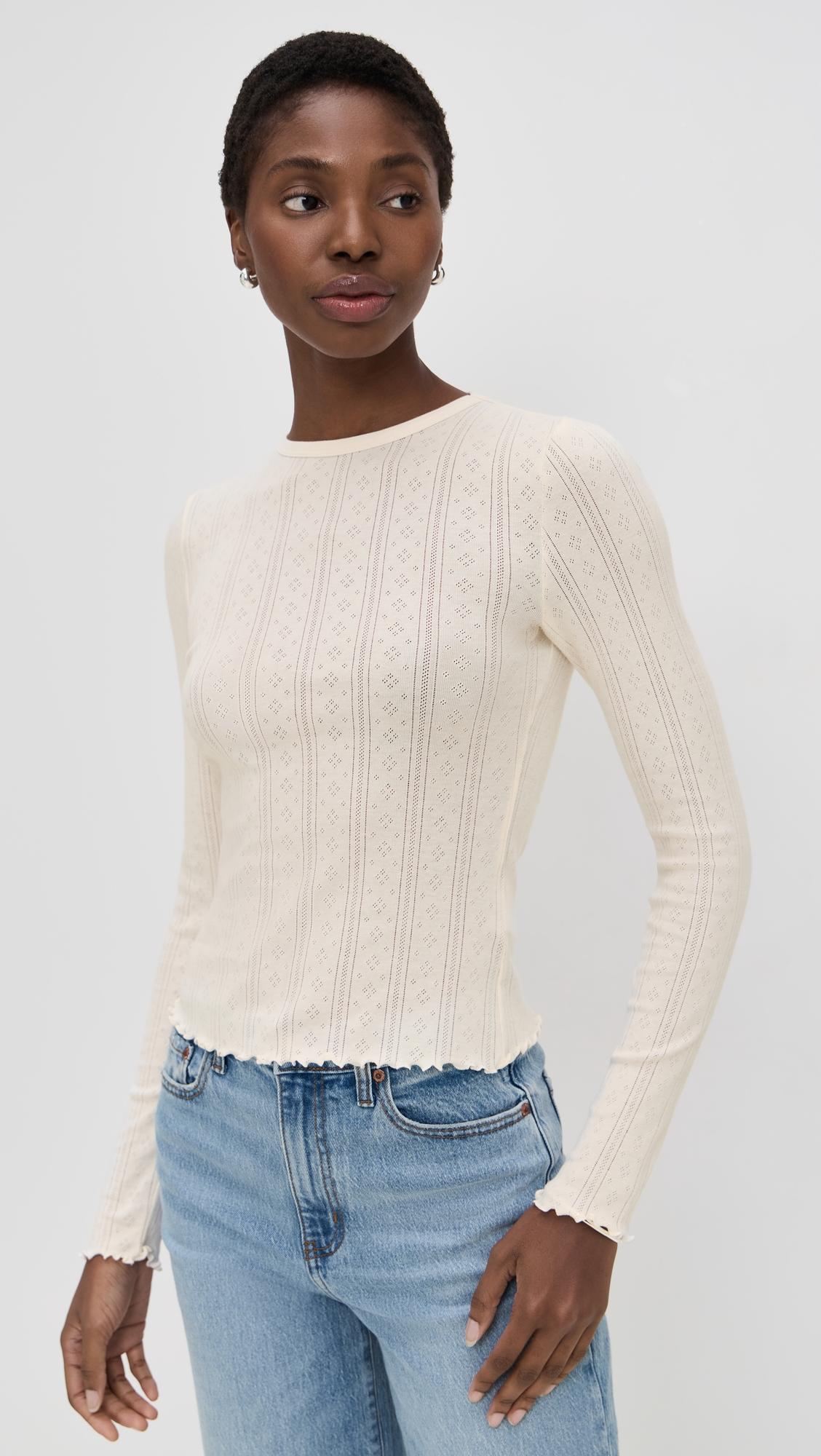 Waverly Pointelle Crewneck Tee by DAZE