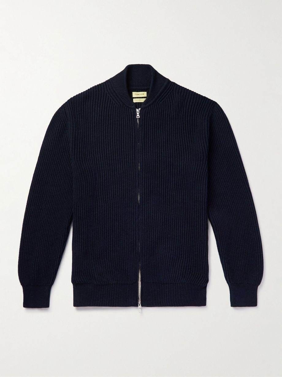 Ribbed Organic Cotton Zip-Up Sweater by DE BONNE FACTURE