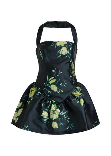 Aura floral-print faille mini dress by DE LA VALI