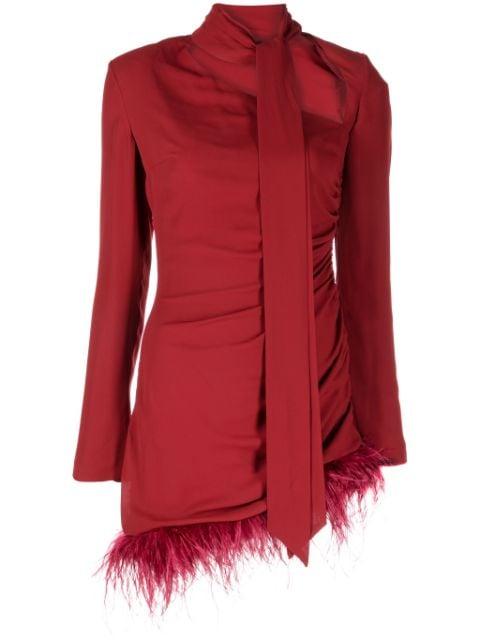 Avenue feather-trim minidress by DE LA VALI