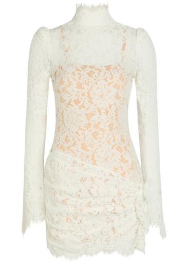 Bodita appliquéd guipure lace mini dress by DE LA VALI