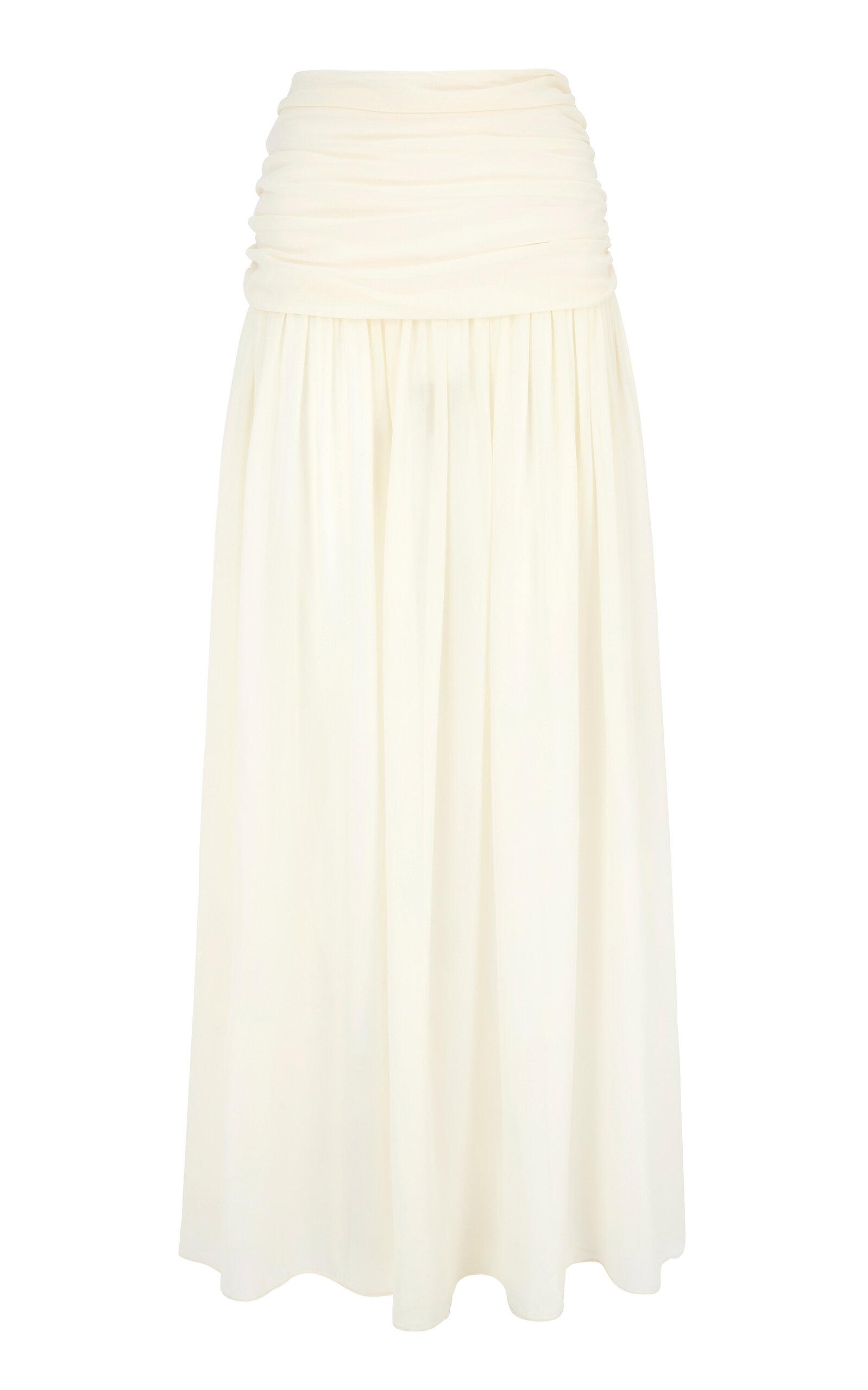 De La Vali Agapito Ruched Crepe Maxi Skirt - Moda Operandi by DE LA VALI