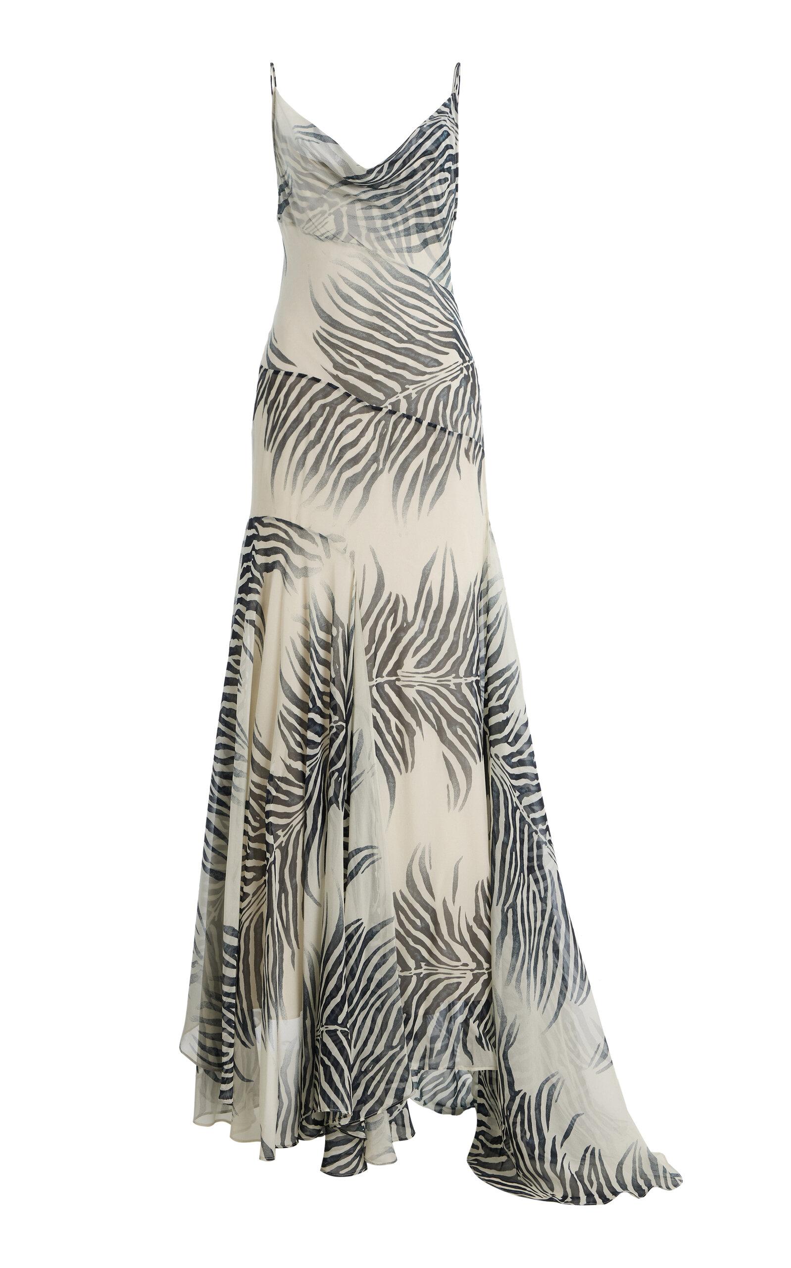 De La Vali Attica Zebra Chiffon Maxi Dress - Moda Operandi by DE LA VALI