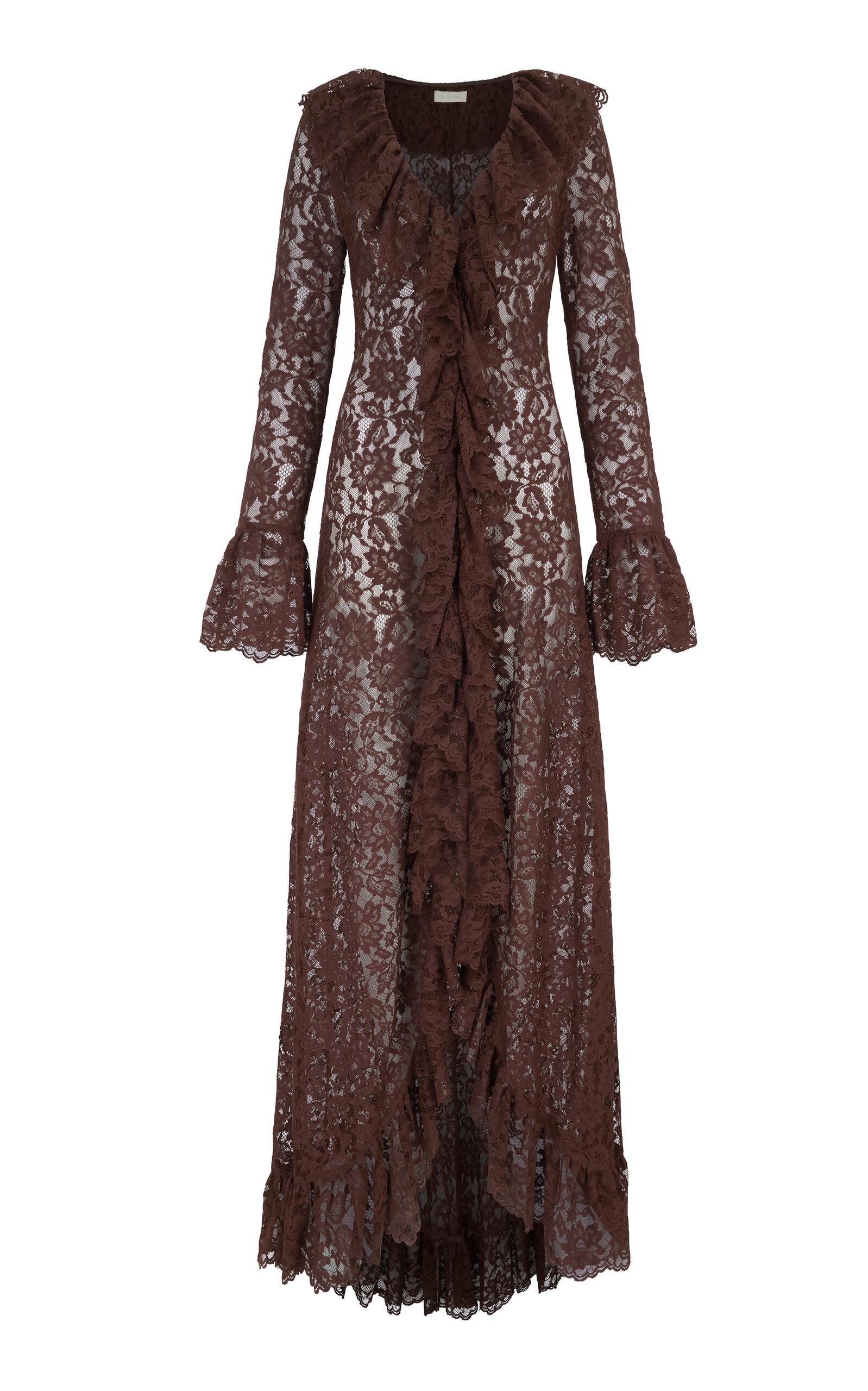 De La Vali Clementina Ruffled Lace Maxi Dress - Moda Operandi by DE LA VALI