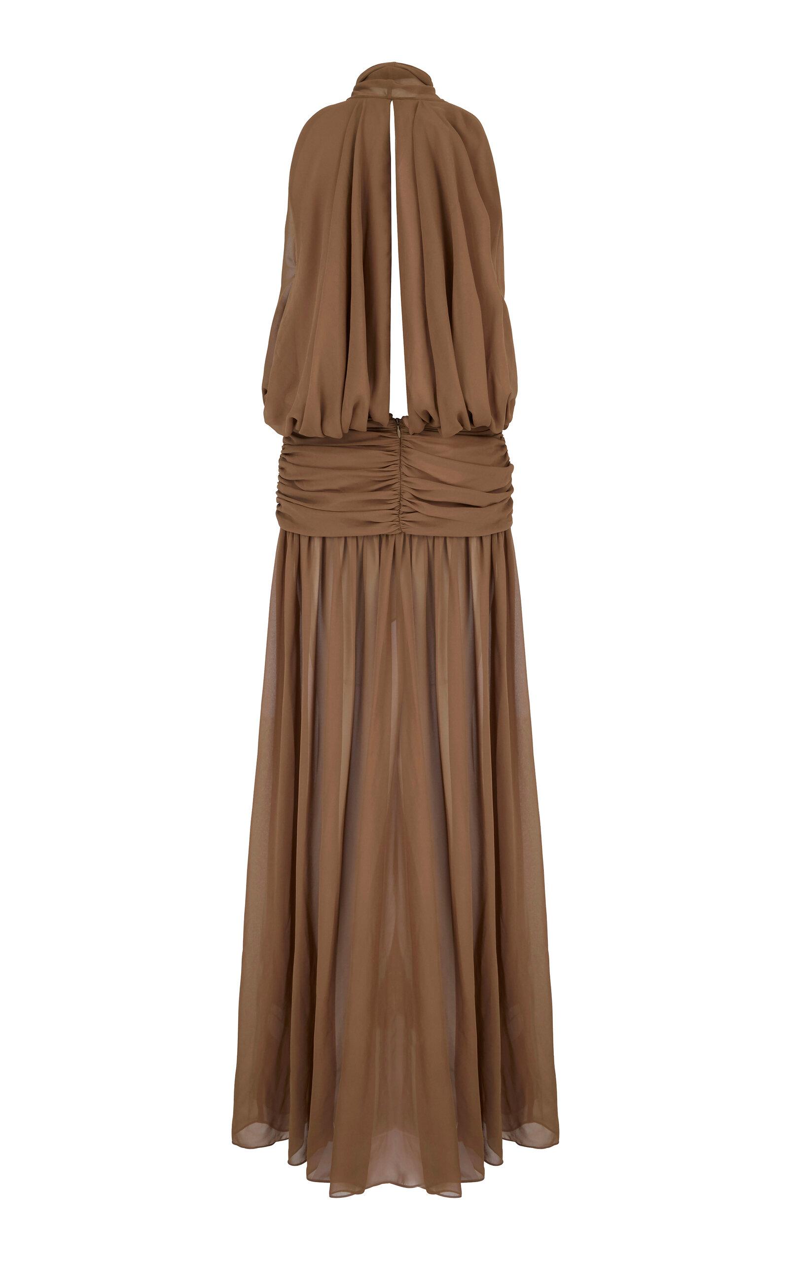 De La Vali Cruz Crepe Tie-Neck Maxi Dress - Moda Operandi by DE LA VALI