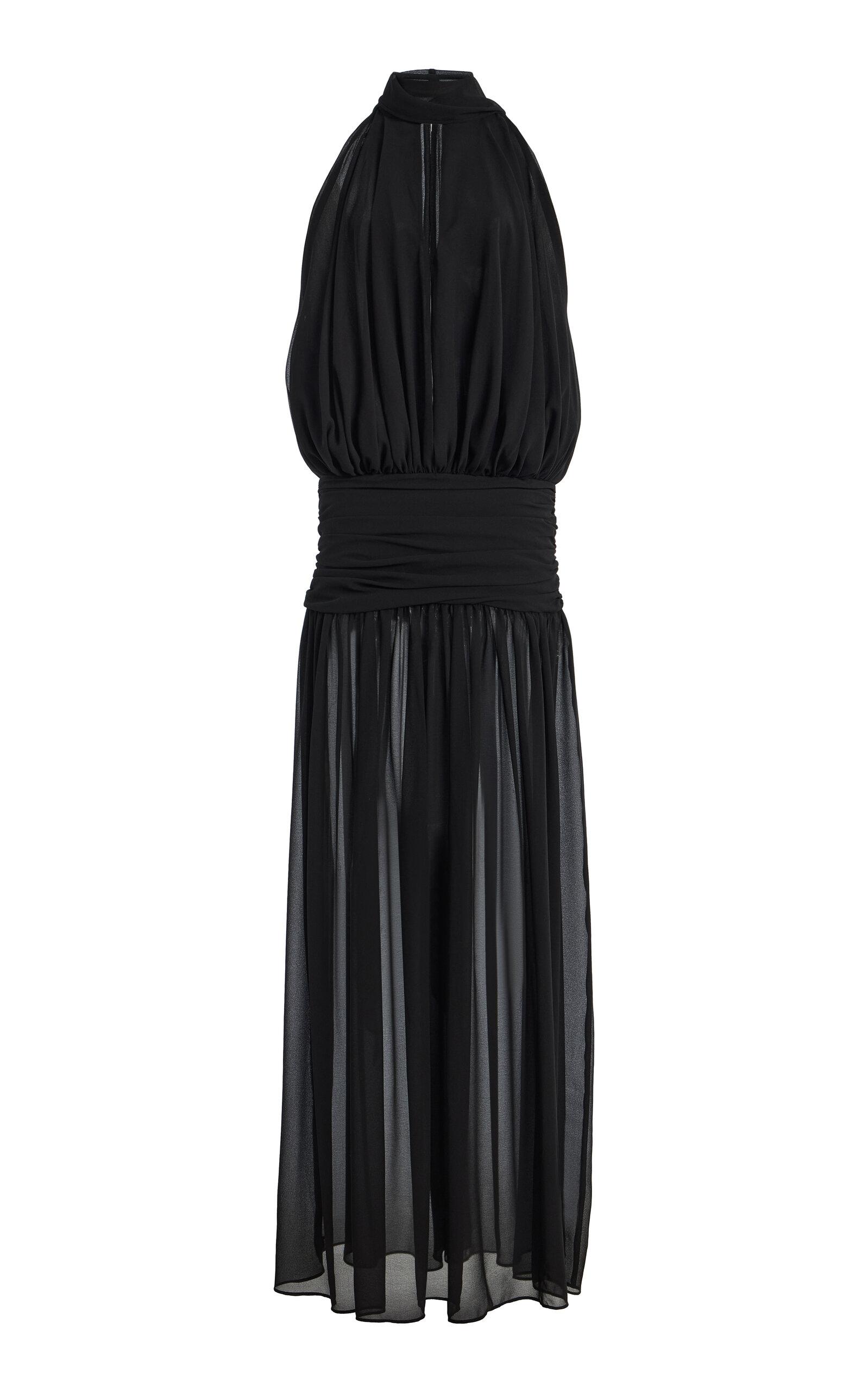 De La Vali Cruz Crepe Tie-Neck Maxi Dress - Moda Operandi by DE LA VALI