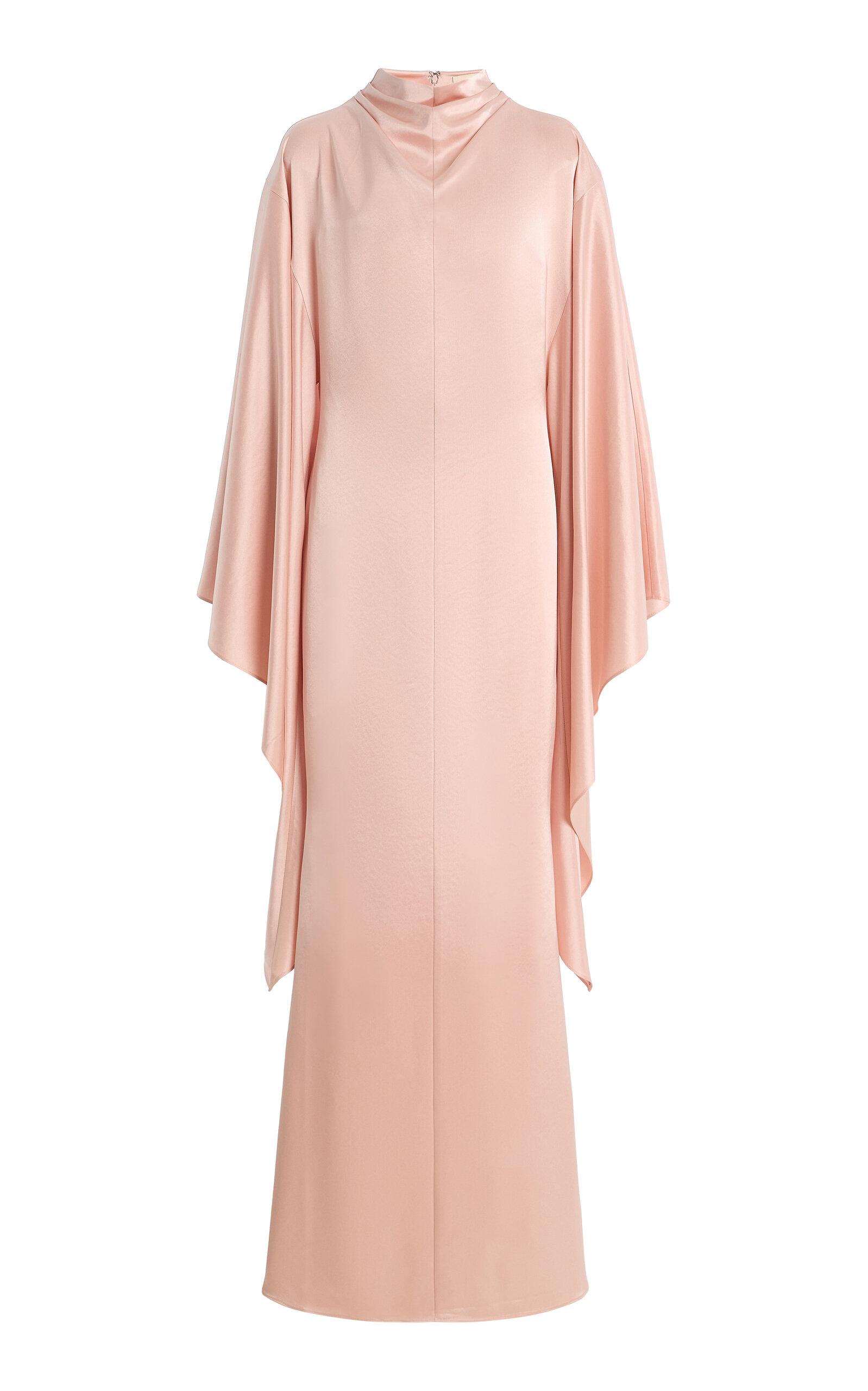 De La Vali Exclusive Dedalo Satin Cape-Sleeve Maxi Dress - Moda Operandi by DE LA VALI