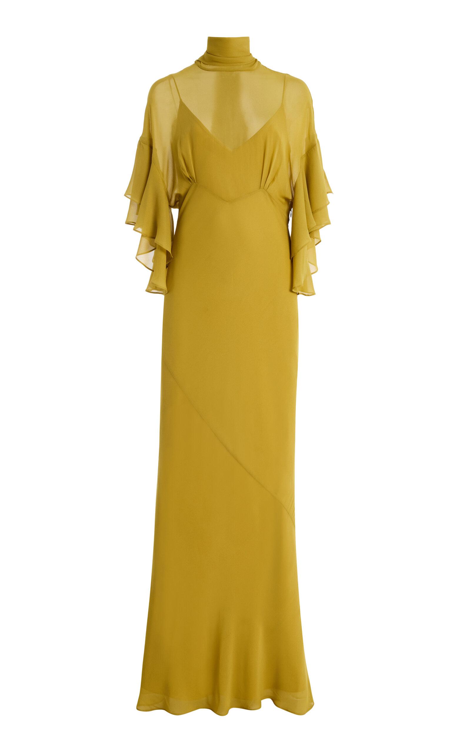 De La Vali Lena Ruffled Georgette Maxi Dress - Moda Operandi by DE LA VALI