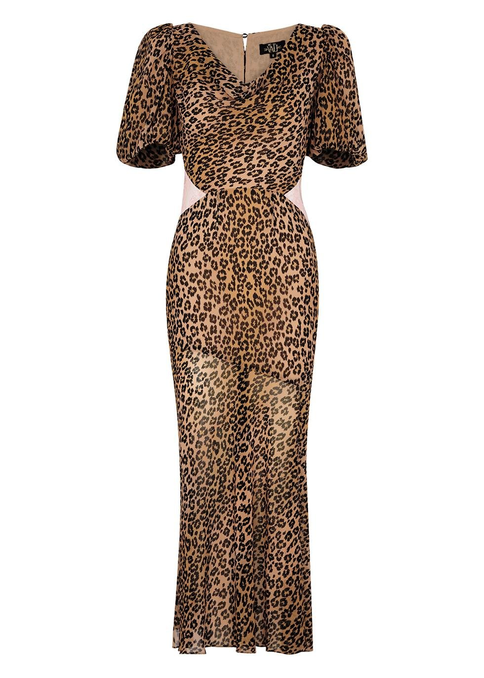 Gladeys leopard-print chiffon midi dress by DE LA VALI