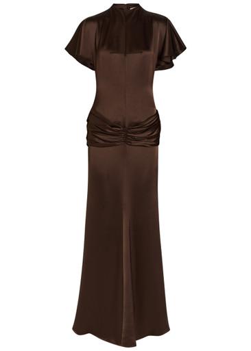 Myra gathered satin gown by DE LA VALI