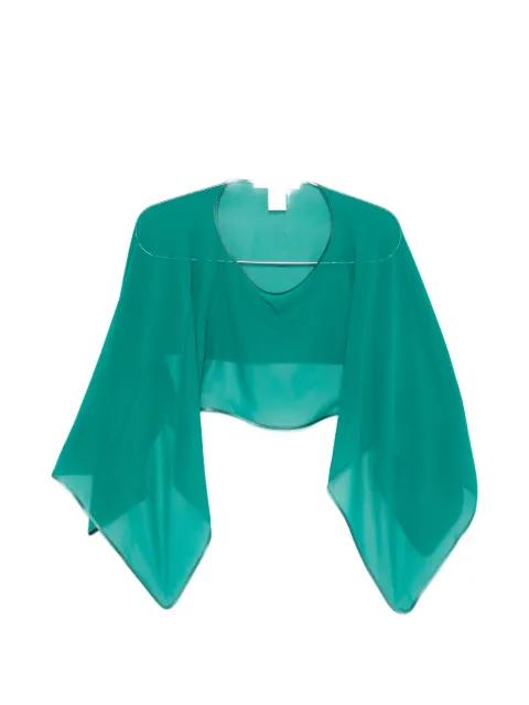 green silk cape by DE SANTIS