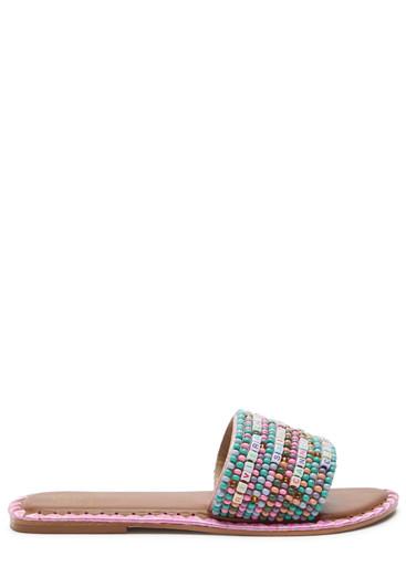 Resort beaded leather sliders by DE SIENA