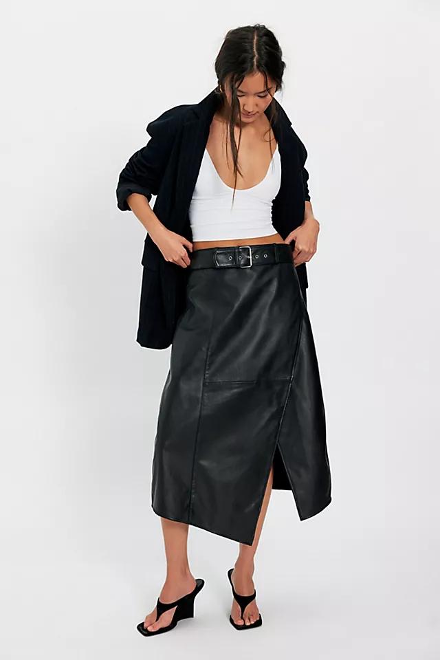 Deadwood Kalmer Leather Midi Skirt by DEADWOOD | FREE PEOPLE