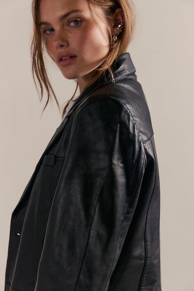 Deadwood Stanley Leather Blazer by DEADWOOD | FREE PEOPLE