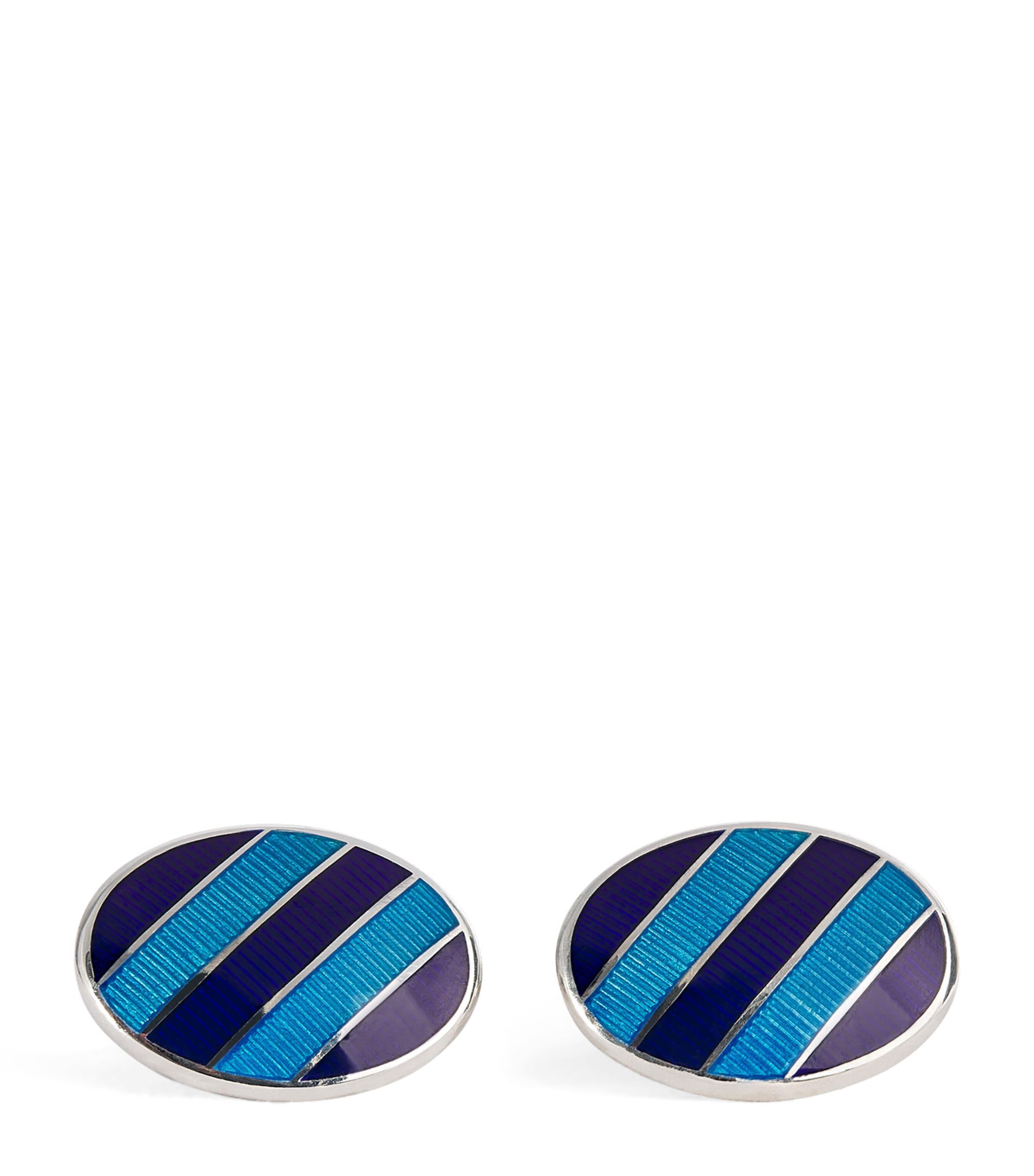Deakin & Francis Sterling Silver Denim Enamel Cufflinks by DEAKIN&FRANCIS