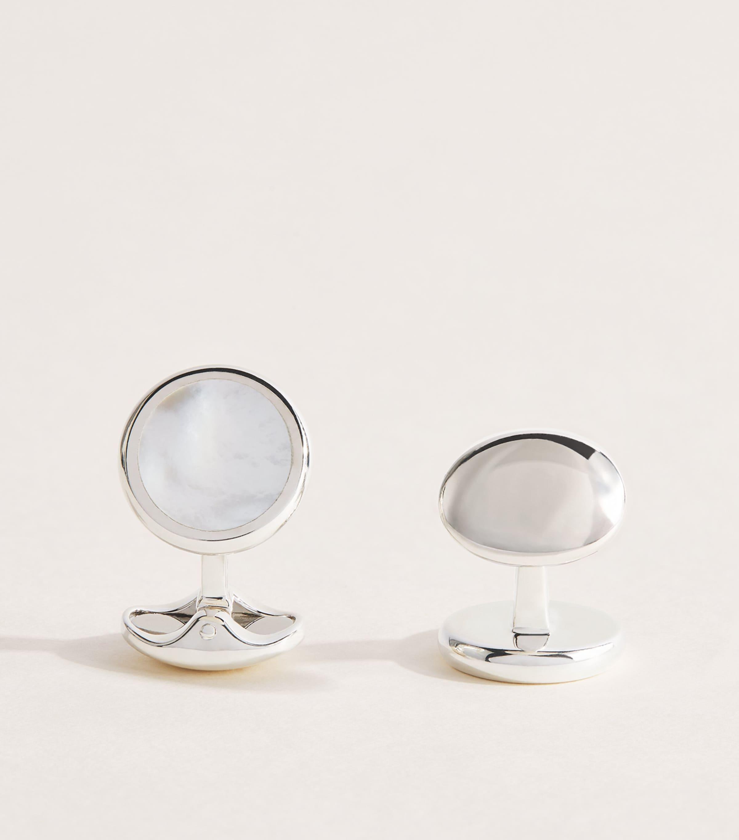 Deakin & Francis Sterling Silver Mother-Of-Pearl Round Cufflinks by DEAKIN&FRANCIS