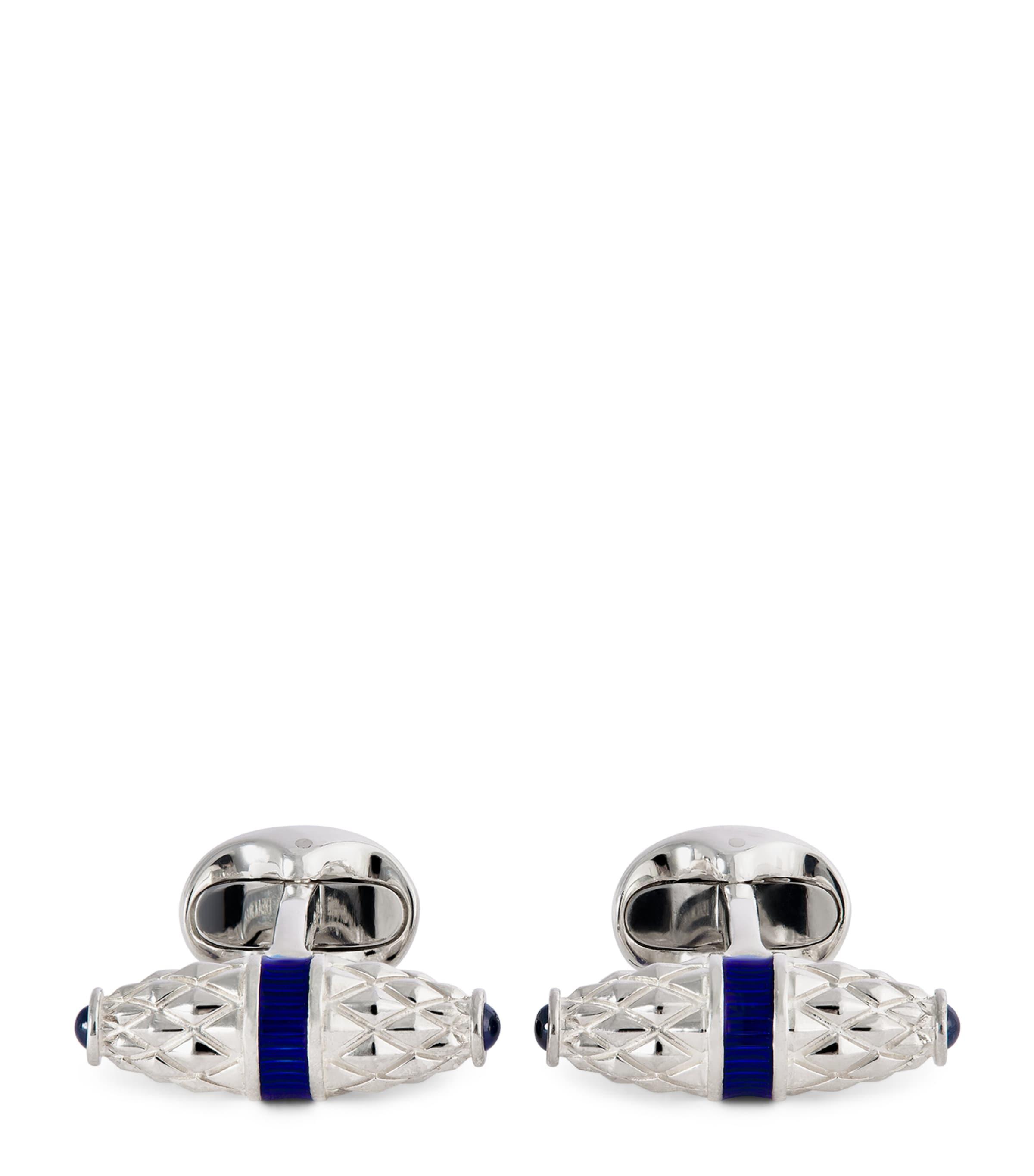 Deakin & Francis Sterling Silver Sapphire-Trim Cufflinks by DEAKIN&FRANCIS