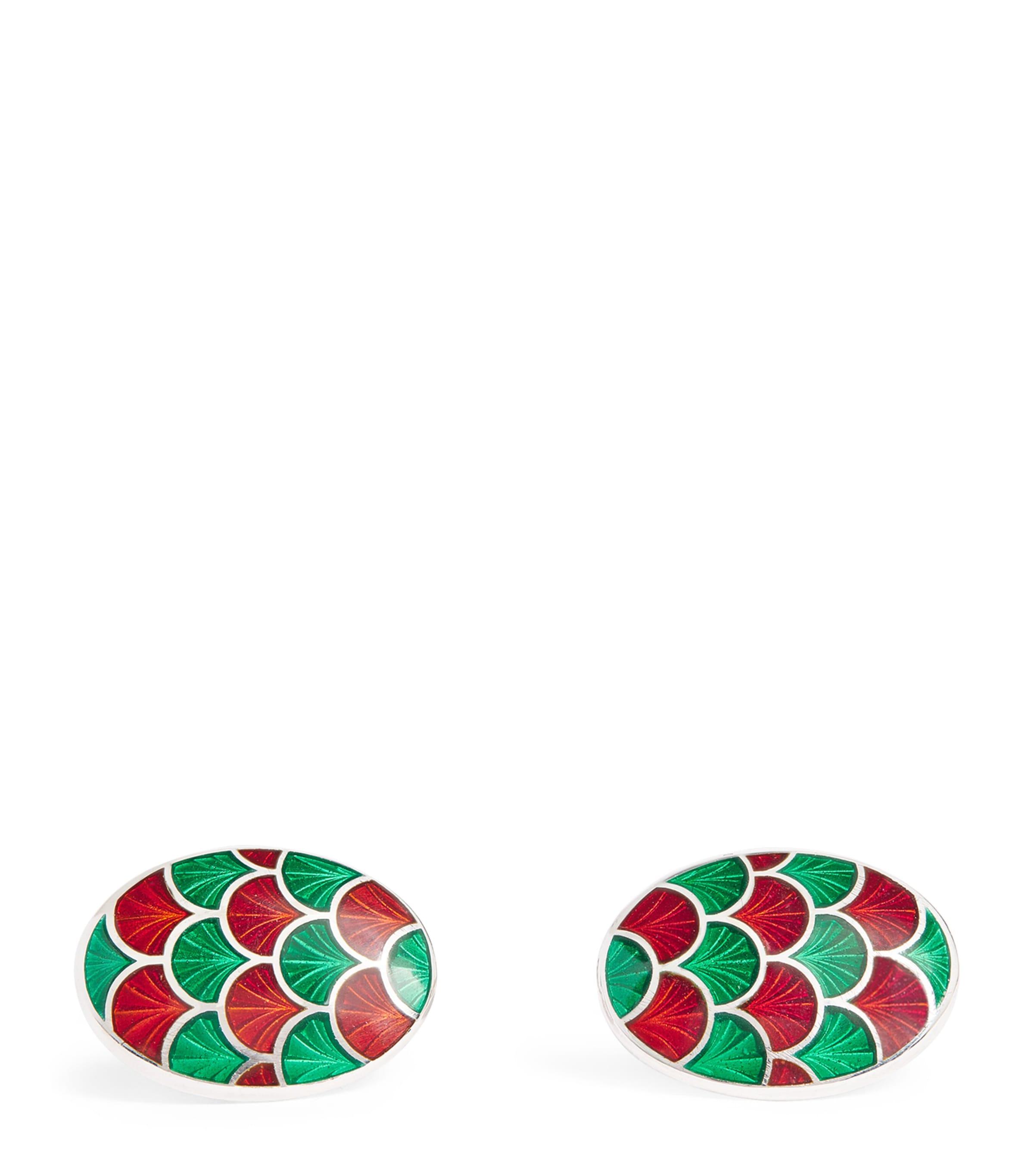Deakin & Francis Sterling Silver and Enamel Oval Cufflinks by DEAKIN&FRANCIS
