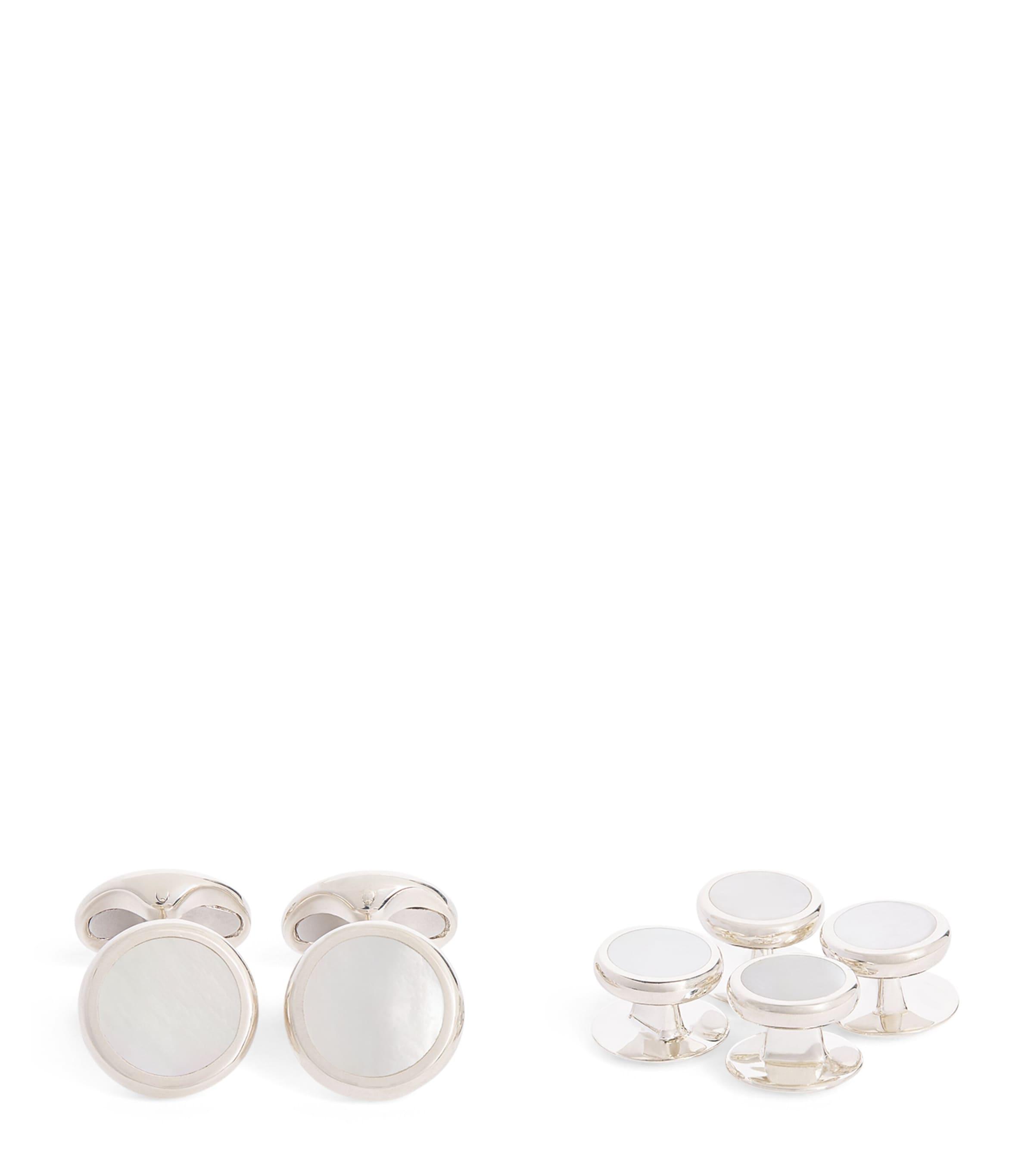 Deakin & Francis Sterling Silver and Mother-of-Pearl Round Cufflinks by DEAKIN&FRANCIS