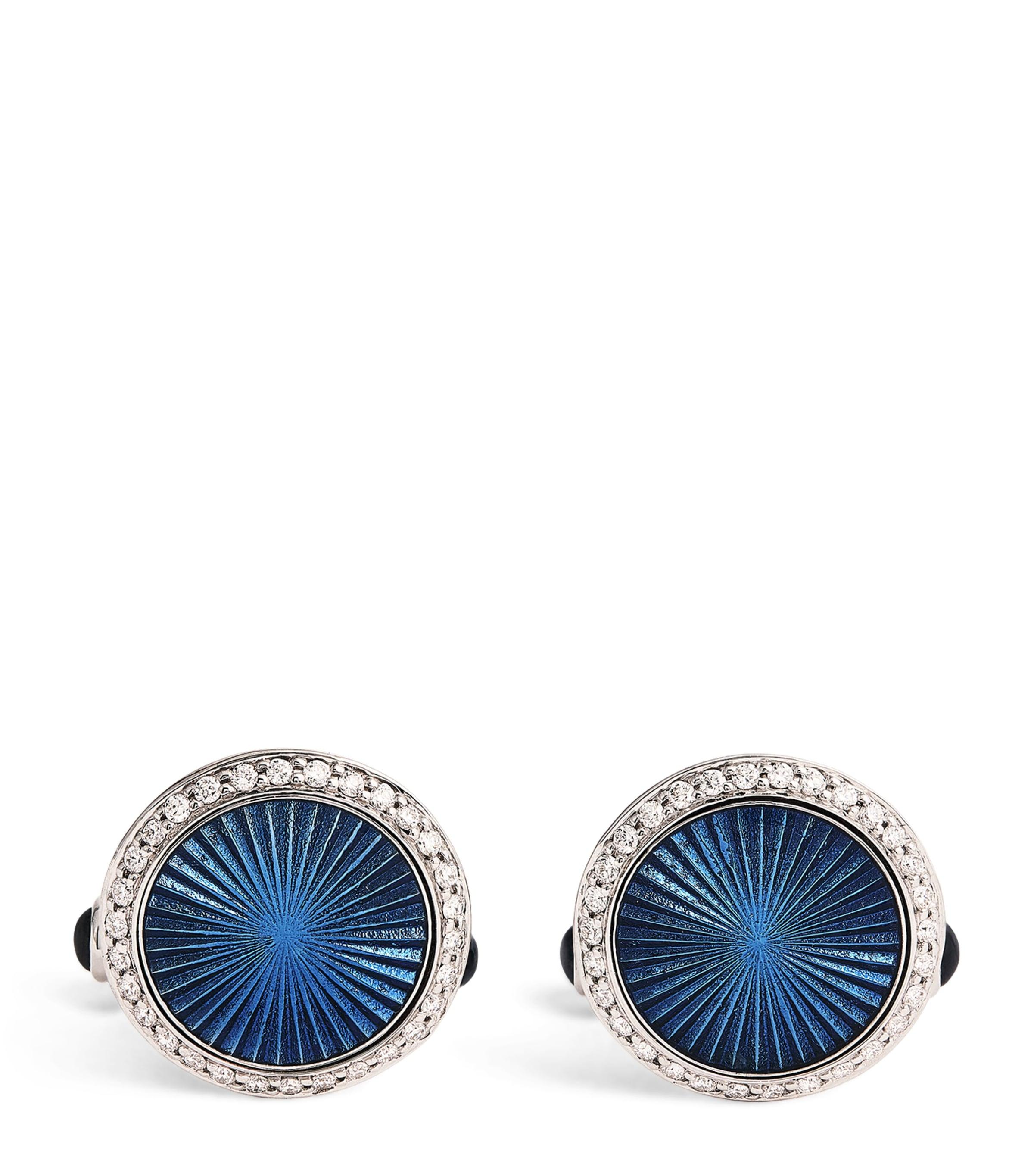 Deakin & Francis White Gold, Diamond and Blue Sapphire Cufflinks by DEAKIN&FRANCIS