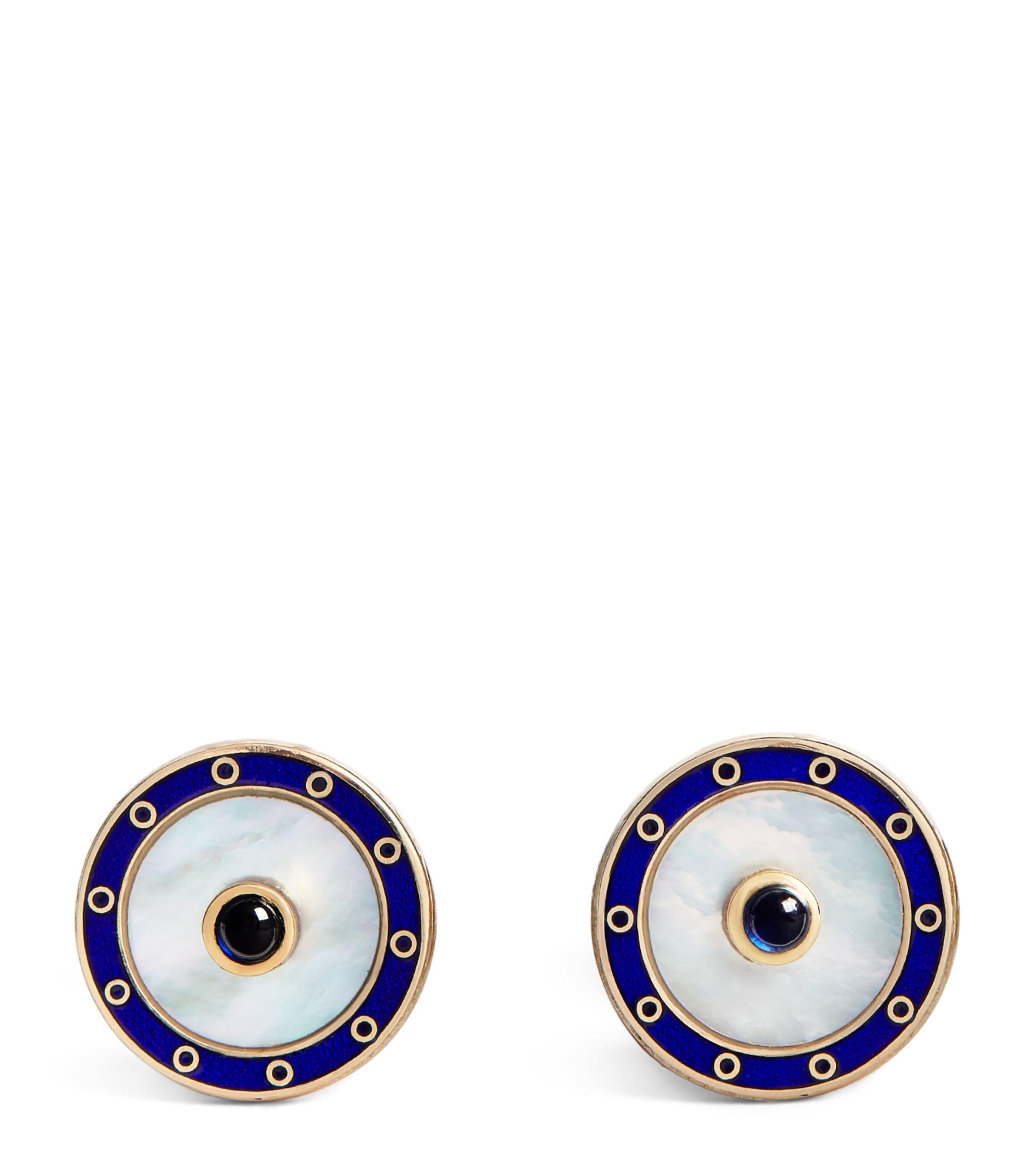 Deakin & Francis Yellow Gold and Sapphire Chain-Link Cufflinks by DEAKIN&FRANCIS