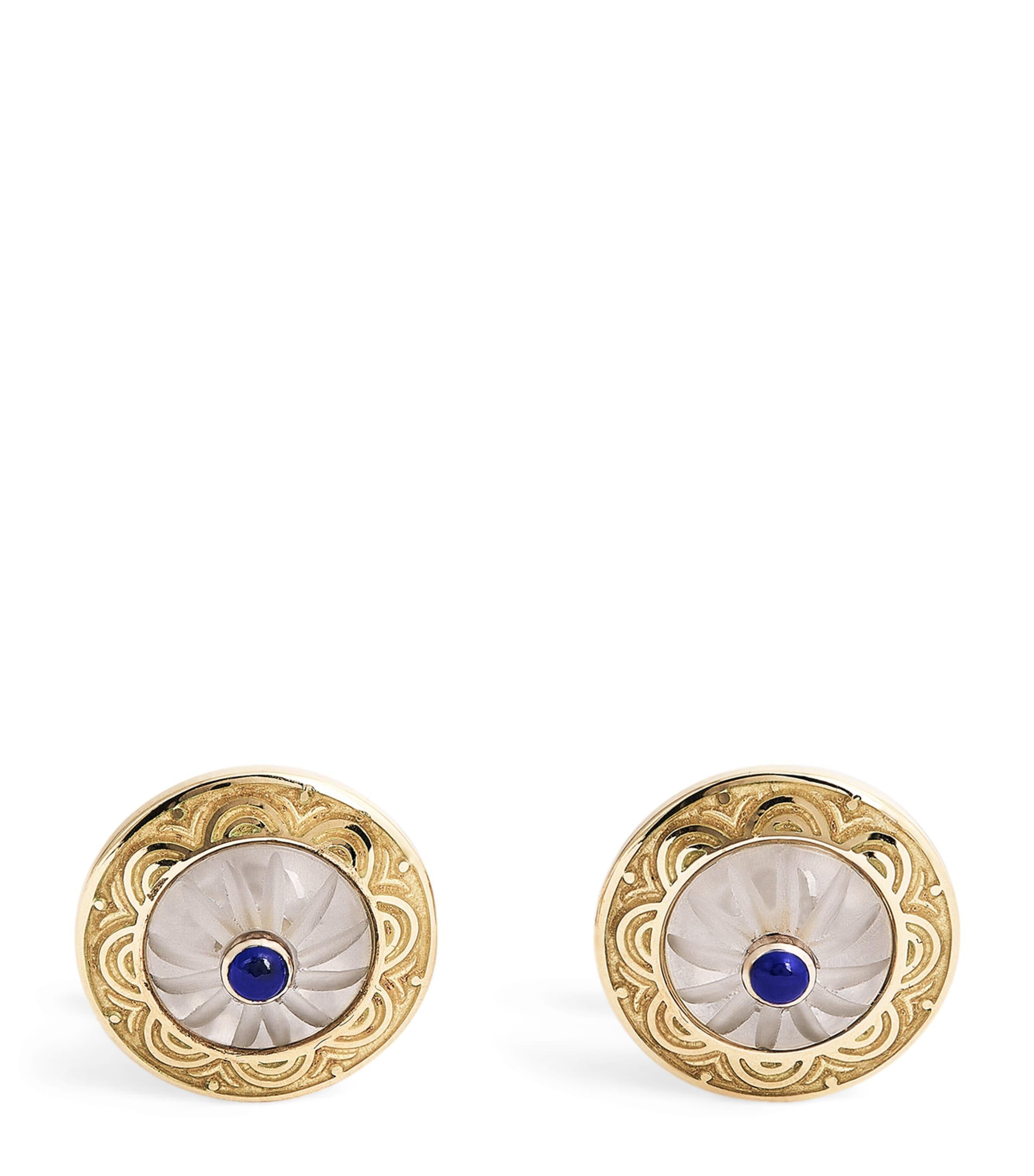 Deakin & Francis Yellow Gold and Sapphire Cufflinks by DEAKIN&FRANCIS