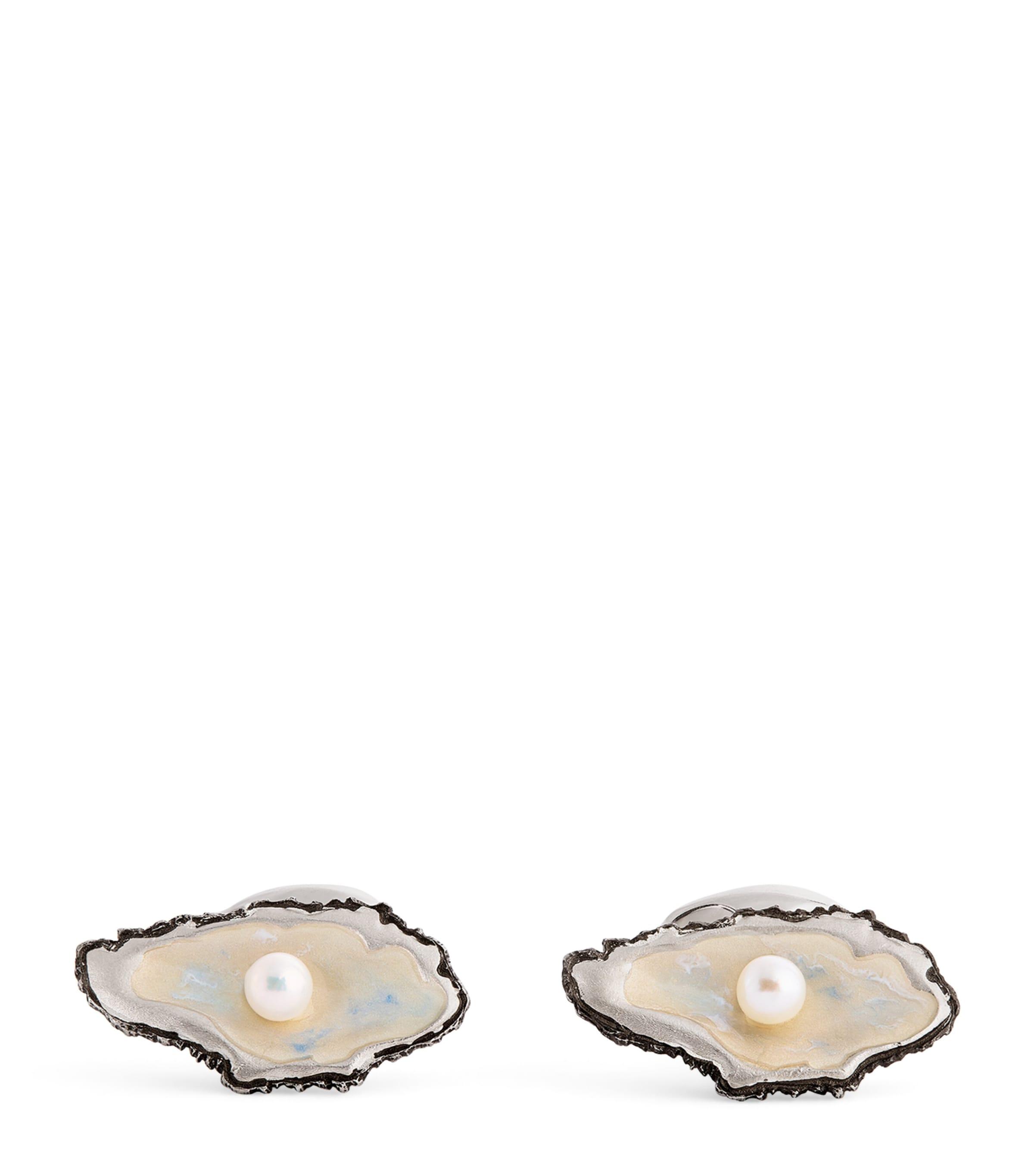 Sterling Silver Oyster and Pearl Cufflinks by DEAKIN&FRANCIS