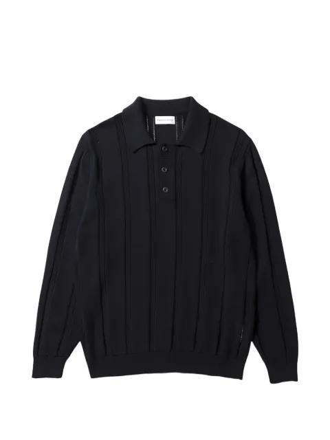 ribbed-knit long-sleeve polo shirt by DEAN EDMONDS